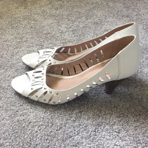 Leather Peep Toes Style Pumps